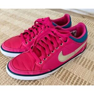 Nike Womens  SZ 8 Capri 3 LTH Leather Pink Silver Shoes Sneakers  579619-600